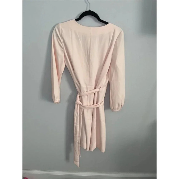 J. Crew Black Label Long Sleeve V-Neck Wrap Dress Light Pink Peach Women's 4 - Picture 7 of 9